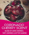 Power Bloc Car Air Freshener Coronado Cherry Scent With Biodegradable Fiber Pad And Up To 45 Day Longevity Eco Friendly Design For A Fresh Ride Made In The USA, cherry graphic