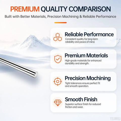 Smooth Moving 2 Pack Linear Motion Rods With 6mm Diameter And 350mm Length Made From Tough C45 Steel shown in premium quality comparison.