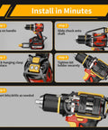 Universal Magnetic Bit Holder For Cordless Drills And Screwdrivers installation steps for easy access and quick tool setup.