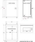Dimensions of Beefy Weatherproof Metal Electrical Enclosure Box With Wall Mount Bracket And Plate, IP65 NEMA 4, 16x12x8 Inches