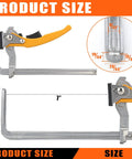 Four Pack Quick Release Ratcheting Table Clamps With Seven Inch Capacity And Two And Three Eighths Inch Throat Depth For MFT Track Saw And Guide Rail Systems Rotating Pressure Pad For Precise Woodworking Heavy Duty Durable Steel Build, 7 in clamp size