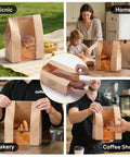 24 Pack Large Kraft Paper Bread Bags With Clear Window For Homemade Bread And Sourdough 50 Percent Thicker Durable Packaging