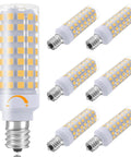 Dimmable E12 LED Bulb 7W Replaces 60W Halogen, Warm White 3000K, Saves You Bucks On Energy, 6 Pack displayed.