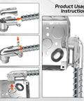 Rock Solid 6 Pack 90 Degree Squeeze Connectors For Half Inch Flexible Metal Conduit assembly instructions showing fittings connection.