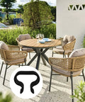 Outdoor seating area with wicker chairs and round table, featuring inset of 10 Pack Outdoor Patio Furniture Clips For Rattan Sectionals And Wicker