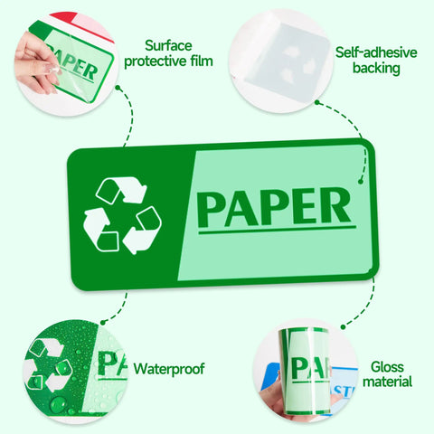 Four Pack Recycle Stickers For Trash Bins Self Adhesive Waterproof Durable And Fade Resistant Recycling Labels