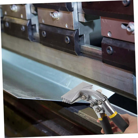 Beefy Pro Grade Metal Bender Kit For 150 75 Series Light Steel in action with hand seamer tool bending sheet metal.