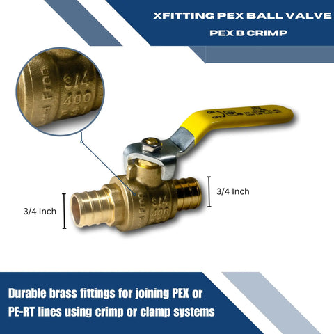Twenty Pack Of Three Quarter Inch Pex Ball Valves For Crimp Or Clamp Connection Yellow Color Pex B Compatible With Watts