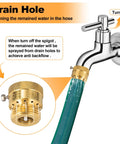 Two Pack Brass Vacuum Breaker Set With Three Quarter Inch Anti Siphon Hose Bib Valves For Garden Spigot And RV Hose Connection Backflow Preventers Includes Tape And Extra Black Silicone Washers Easy Install attached to spigot preventing water backflow.
