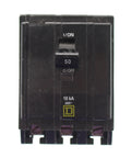 Heavy Duty 50 Amp 3 Pole Circuit Breaker With Bolt On Mount For 240 VAC And 48 VDC Visi Trip Indicator shown in front view