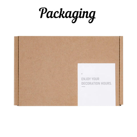 Brown packaging box for Antique Brass Farmhouse Cabinet Pulls Shell Shape Rustic Kitchen Cabinet Handles 2 Pack with label.