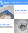 R10 corner stainless steel kitchen sink with easy-to-clean curved corners and X-pattern drain grooves