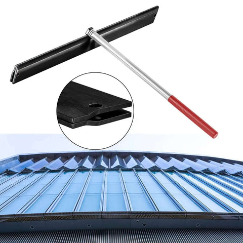 Image of Sheet Metal Folding Hemming Tool For Standing Seam Roofing, heavy-duty carbon steel bender with ergonomic grip, showing precision aiming hole.
