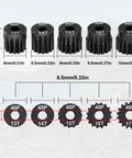 OGRC Hardened Steel 48P Pinion Gears 13T 14T 15T 16T 17T With 3.175mm Shaft For Traxxas Arrma HSP HPI AXIAL Losi Tamiya 1x10 RC Cars Beefy Gear Set For Easy Ratio Tuning, showing side-by-side gears and size dimensions.