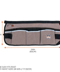 Arsenal 5706 Canvas Waist Tool Apron With 13 Pockets And Dual Hammer Loops, Gray, 24x10 inches size, top view.