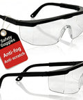 Badass Dual Pack Safety Glasses with Slick Anti Fog and Anti Scratch Clear Wrap Around Lenses with adjustable temples.