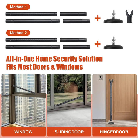 Beefed Up Heavy Duty Door Security Bar With Upgraded Anti Slip Base 28 To 52 Inches Adjustable Barricade Jammer on doors and windows