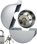 Lock Out Door Knob Device With Padlock For Round Doorknobs Keeps Them From Turning And Keyholes From Being Accessed Great For Privacy And Safety Stainless Steel Silver Finish
