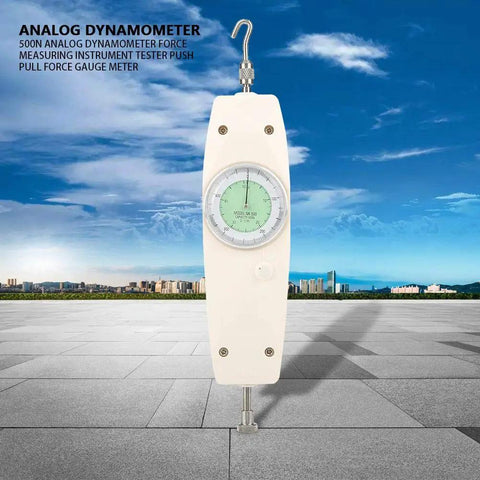 High Capacity 500N Force Gauge With Analog Dial Dynamometer And Optional Digital Readout, Workhorse Push Pull Tester For Precise Force Measurement, Handy Handheld Clamp Mountable Instrument For Electronics And Appliance Testing, front view