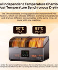 Space Pi X4 Filament Dryer Box Built For Four Spools With Dual 200W PTC Heating Up To 85C Dehydrator showcasing dual temperature chambers.