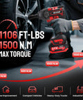 Straight Up Tough As Nails Cordless Impact Wrench 1/2 Inch Square Drive in action with 1106 Ft Lbs and 1500 N.M torque ratings.