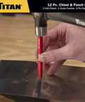 Using 12-Piece Chisel And Punch Set Pro Grade Heavy Duty Tools With Cold Chisels Center Punches And Pin Punches One-Piece Forged