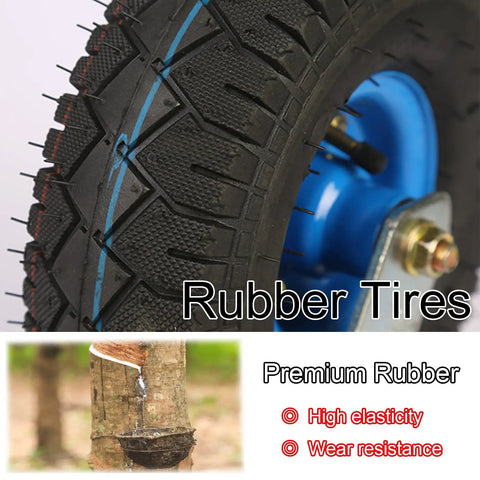 Heavy Duty Beef Pneumatic Rubber Caster Wheels With Swivel Brake Castors Shock Absorbing Industrial Floor Casters 8 Inch tire close-up with tread pattern.