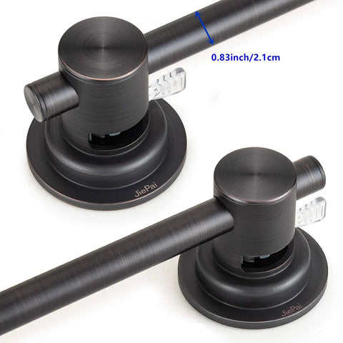 Close-up of Oil Rubbed Bronze 24 Inch Suction Cup Towel Bar Removable Vacuum Towel Holder showing base and suction mechanism.
