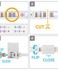 6-Pin To Cut-End Connector For Hue Solo Lightstrip Micro 6-Pin V4 White 4 Pack installation steps diagram