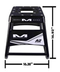 A2 Motocross Aluminum Dirt Bike MX Stand With Limited Edition 25 Piece Sticker Kit Black, front view, black