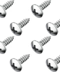 Stainless Steel License Plate Screws Set Eight Pack For Front And Rear Plates Rattle Proof And Rustproof Hardware For Cars Frames And Covers Car Tag Screws That Keep Plates Tight Subaru Compatible displayed on a white background.