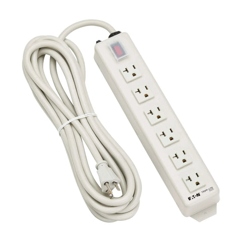 Heavy Duty 20 Amp Power Strip With 6 Outlets, All Metal Housing, 15 Foot Cord, Mountable Under Desk Or Wall, 6 Foot Extension Cord, On Off Switch Cover, Great For Garage, Workshop, And High Power Devices