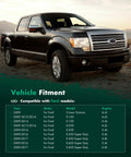 Vehicle fitment chart for Ford models, including Crown Victoria, E-Series, and Super Duty trucks, with engine compatibility.
