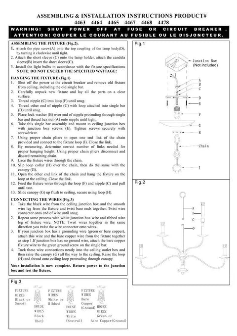 Assembly instructions for Heritage Style Three Light Mini Chandelier In Black With Traditional Steel Construction.