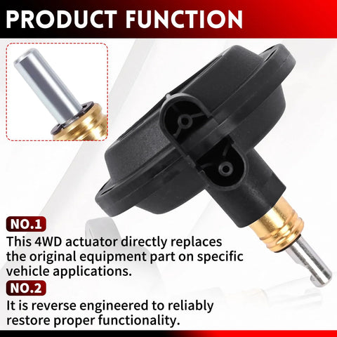 Side view of 4WD vacuum actuator with black plastic housing and brass shaft.