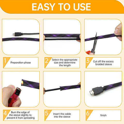 How to use Braided Cable Sleeve 33Ft Expandable Wire Loom For Automotive Wiring Harness And PC Case Pet Proof Chew Resistant Cord