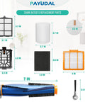 All-In-One Replacement Parts Kit For AI Series Robot Vacuums With Main Brush, HEPA Filter, Foam Filter, And Side Brush components shown