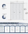 Diagram and size guide for White Bifold Sliding Interior Closet Door Slab, 3-Panel MDF With PVC Finish, Fits 60 By 80 Opening