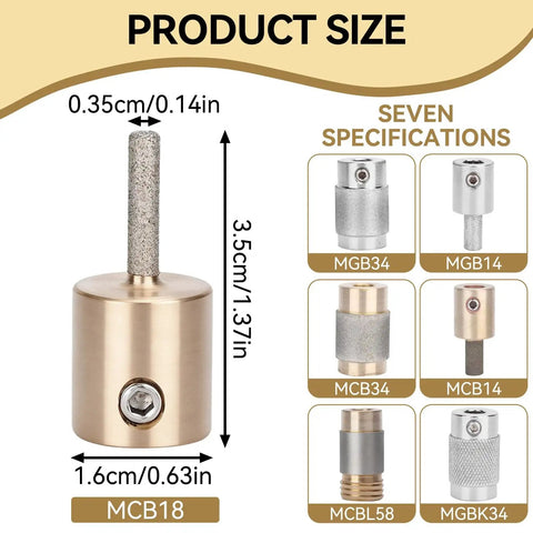 Diamond Grinder Bit Head For Glass And Tile Work Pro Grade Heavy Duty Stained Glass Drill Bits With Brass Core MCB18