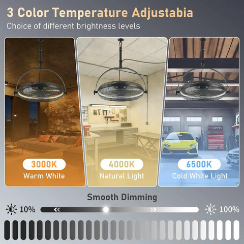 Outdoor Ceiling Fan With Light 23 Inch Hanging Fan For Patio And Gazebos 360 Degree Rotatable with 3 Color Temperature Options