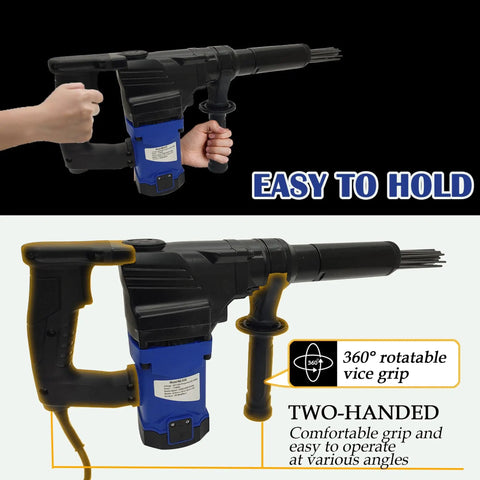 Electric Needle Gun Scaler for Rust Removal, 110V Industrial Grade Pneumatic Tool with pistol grip, shown in two hands