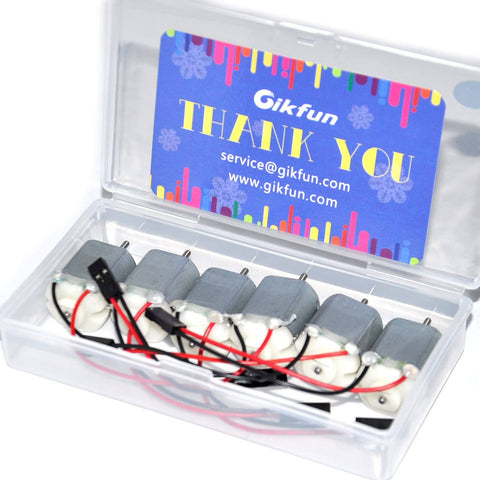 1.5V To 6V Micro DC Motors Pack Of 6 For Arduino Projects, Drones, Model Cars And Tiny Robotics, 16000 RPM At 3V, 0.4-0.55A, 150mm Lead