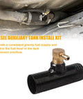 Diesel Truck Auxiliary Fuel Tank Install Kit With Three-Eighths Inch Female Outlet, shown with black corrosion-resistant tubing.