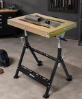 Heavy Duty Welding Table 36x18 Inch Portable Workbench On Wheels With Braking Lockable Casters in a workshop setting.