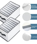 Two Pack Foldable Closet Organizer for Clothes and Underwear Nylon Mesh Drawers with Sturdy PP Panel Eight Grid Wardrobe