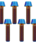 Ultralight Titanium M5x18 Bolts With Tapered Head Hex Socket For Bike Stem And MTB Accessories Burnt Blue 6 Pack