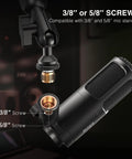 XLR Dynamic Microphone With Cardioid Pattern for studio audio showing screw compatibility with mic stands.