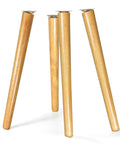 Close-up of 16 Inch Solid Rubber Wood Table Legs With M8 Hanger Bolts, tapered shape for coffee and end tables.