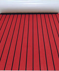 Grippy Non Slip EVA Foam Faux Teak Boat Decking Mat With Self Adhesive Backing, Red And Black Striped Marine Floor Pad