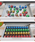 Easy-Access Drawer Style Coffee Pod Organizer For Countertop fits Nespresso Vertuo Capsules VertuoLine Slim Space-Saving drawer before and after